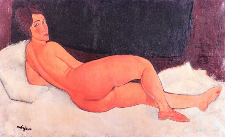 Modigliani Amedeo Spalla nuda che osserva sopra destro Figurativo cm48X82 Immagine su CARTA TELA PANNELLO CORNICE Orizzontale