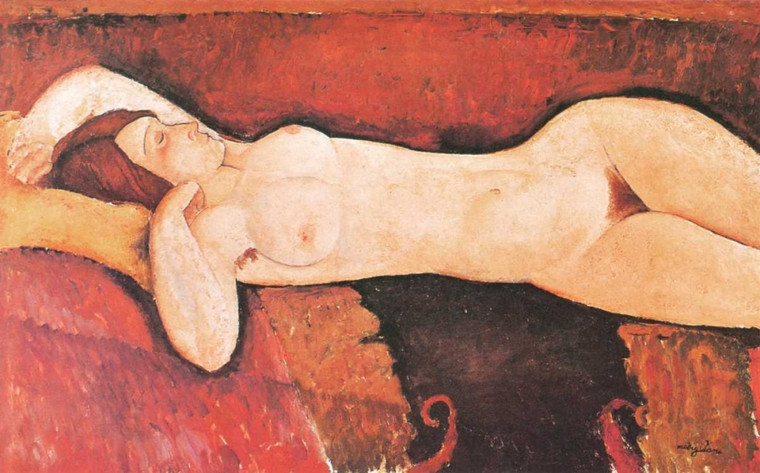 Modigliani Amedeo Nudo disteso Le Grand No Figurativo cm50X82 Immagine su CARTA TELA PANNELLO CORNICE Orizzontale