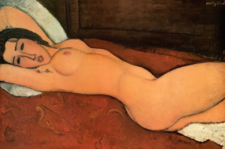 Modigliani Amedeo Reclining Nude Figurativo cm86X130 Immagine su CARTA TELA PANNELLO CORNICE Orizzontale