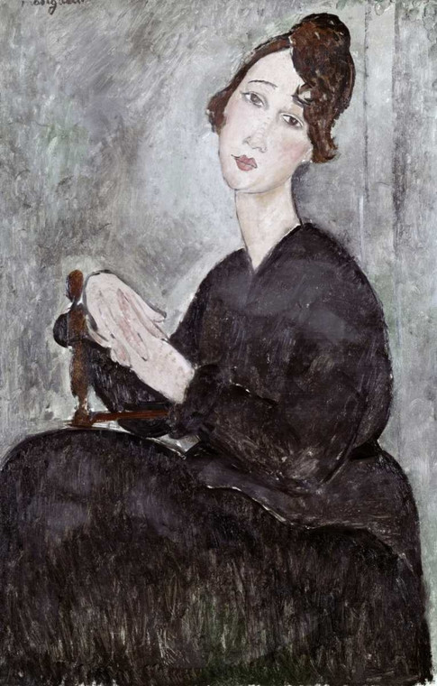 Modigliani Amedeo Ritratto di Madame Mayden Figurativo cm105X66 Immagine su CARTA TELA PANNELLO CORNICE Verticale