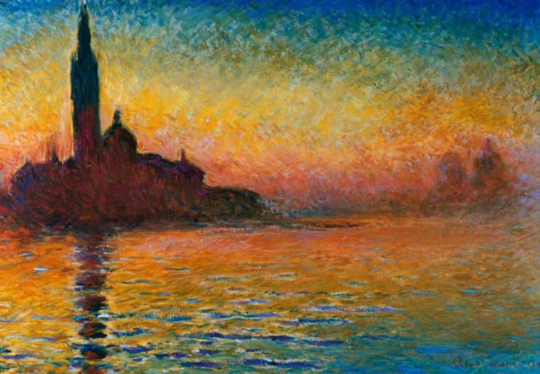 Monet Claude San Giorgio Maggiore Costiero cm68X100 Immagine su CARTA TELA PANNELLO CORNICE Orizzontale