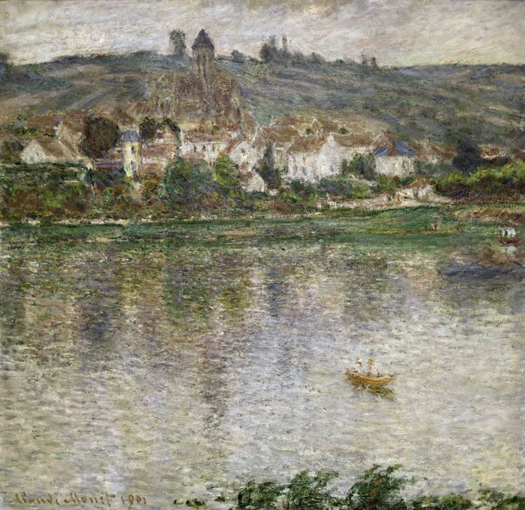 Monet Claude Vetheuil Costiero cm80X80 Immagine su CARTA TELA PANNELLO CORNICE Orizzontale
