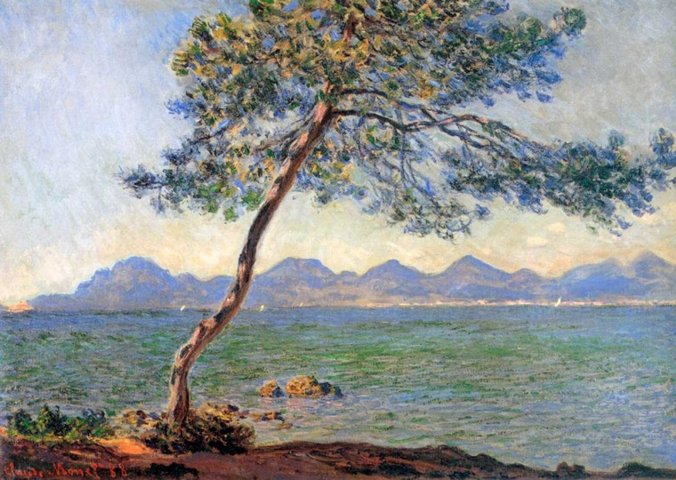 Monet Claude Au Cap d'Antibes 1888 Costiero cm50X73 Immagine su CARTA TELA PANNELLO CORNICE Orizzontale