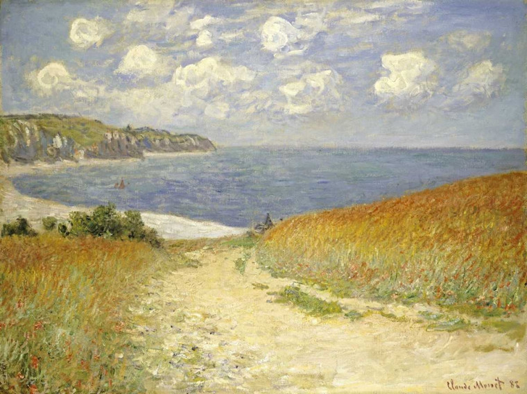 Monet Claude Percorso attraverso la Campi di grano a Pourville, 1882 Costiero cm61X82 Immagine su CARTA TELA PANNELLO CORNICE Orizzontale