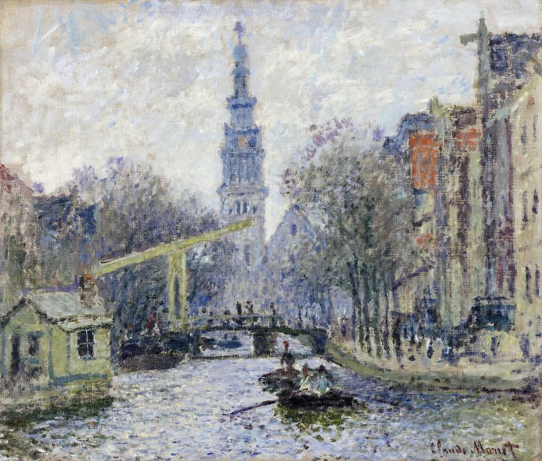 Monet Claude Canale, Amsterdam Costiero cm66X77 Immagine su CARTA TELA PANNELLO CORNICE Orizzontale