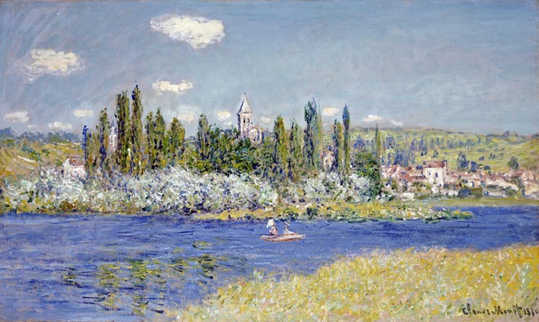 Monet Claude Vetheuil Costiero cm50X86 Immagine su CARTA TELA PANNELLO CORNICE Orizzontale