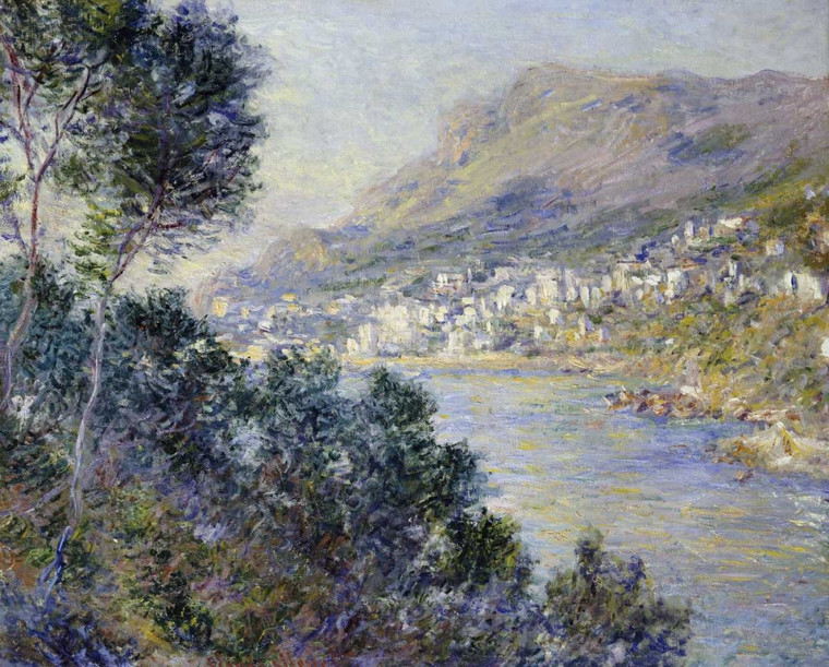 Monet Claude Una vista di Cap Martin, Monte Carlo Costiero cm64X80 Immagine su CARTA TELA PANNELLO CORNICE Orizzontale
