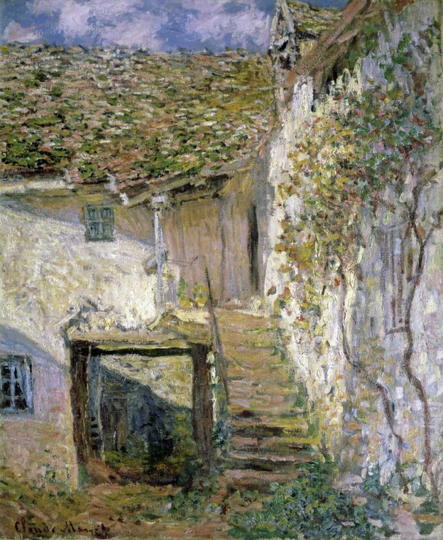 Monet Claude la Scala Floreale cm86X70 Immagine su CARTA TELA PANNELLO CORNICE Verticale