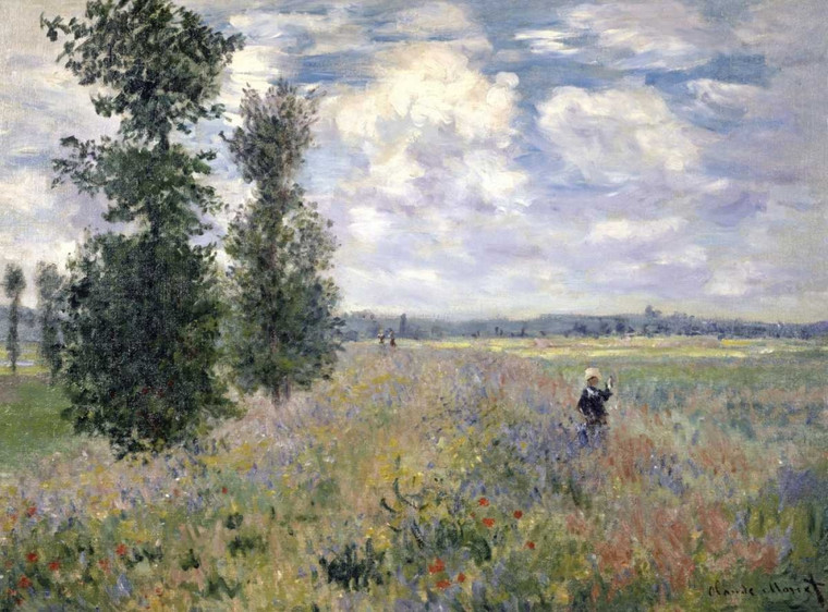 Monet Claude Il campo di papaveri, Argenteuil Floreale cm68X93 Immagine su CARTA TELA PANNELLO CORNICE Orizzontale