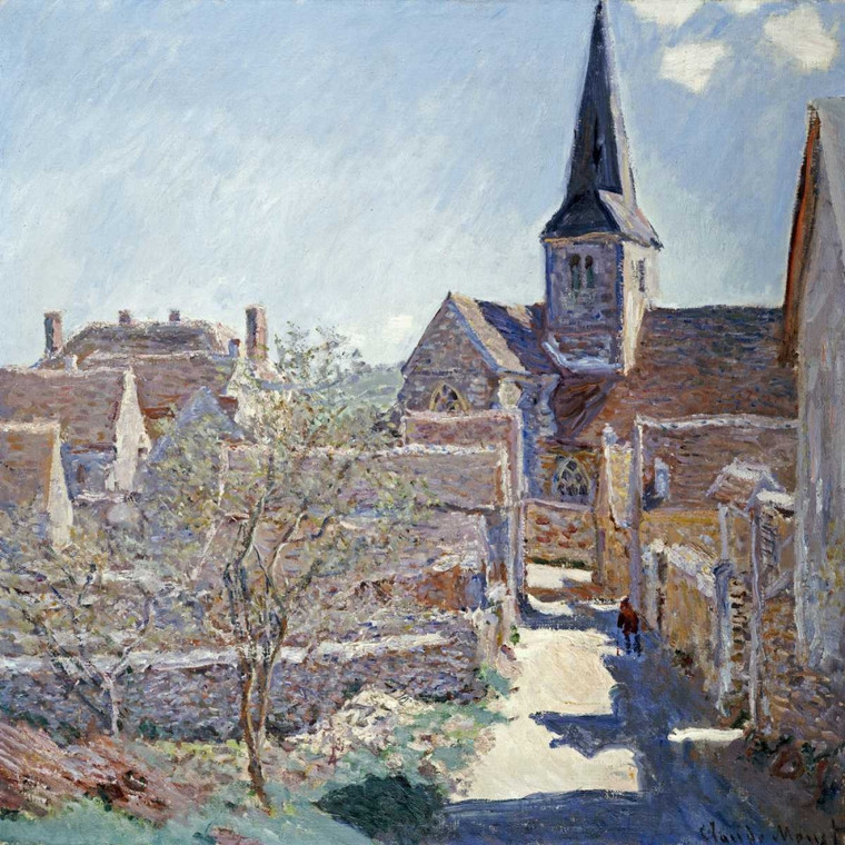 Monet Claude Bennecourt Paesaggio cm73X73 Immagine su CARTA TELA PANNELLO CORNICE Quadrata