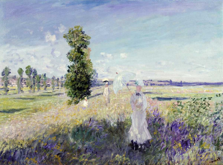 Monet Claude La Promenade   Argenteuil, 1875 Paesaggio cm59X80 Immagine su CARTA TELA PANNELLO CORNICE Orizzontale