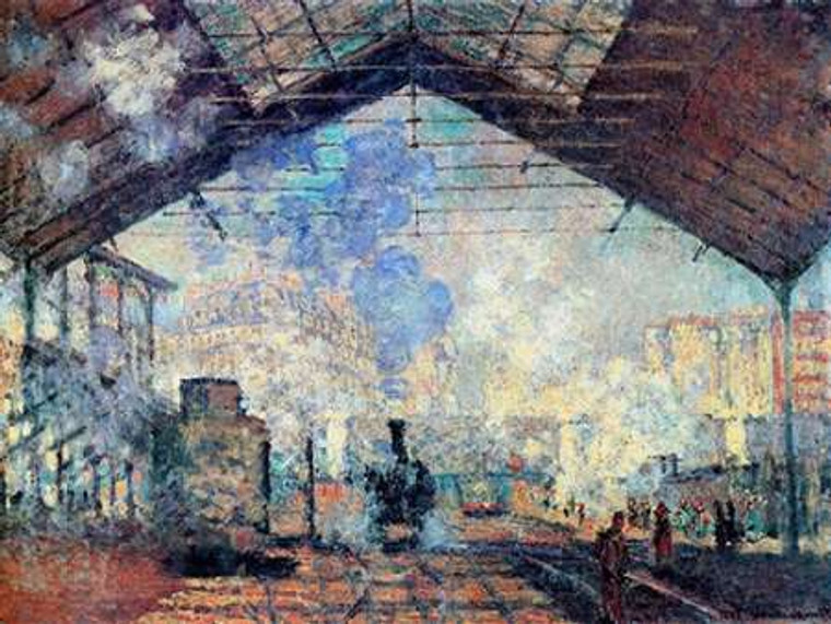 Monet Claude Gare St. Lazare museo cm54X73 Immagine su CARTA TELA PANNELLO CORNICE Orizzontale