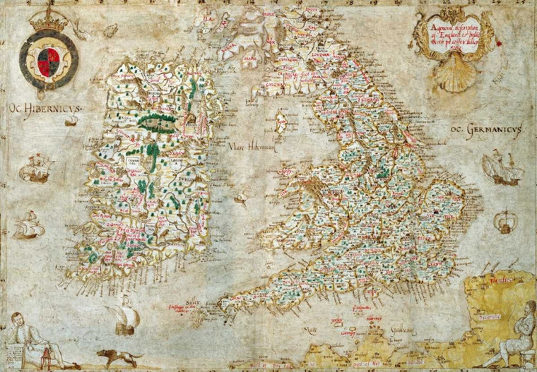 Nowell Laurence Descrizione generale di Inghilterra e Irlanda Mappe cm50X70 Immagine su CARTA TELA PANNELLO CORNICE Orizzontale
