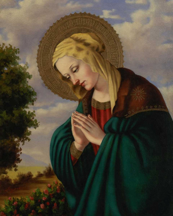 Ortiz Madonna in preghiera Figurativo cm91X73 Immagine su CARTA TELA PANNELLO CORNICE Verticale