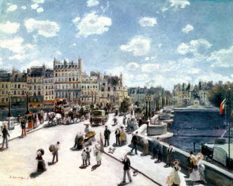 Renoir Pierre Auguste Pont Neuf, Parigi Architettura cm73X91 Immagine su CARTA TELA PANNELLO CORNICE Orizzontale