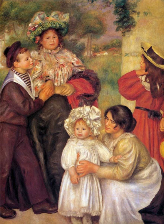 Renoir Pierre Auguste La famiglia Artisti Arte per bambini cm73X52 Immagine su CARTA TELA PANNELLO CORNICE Verticale