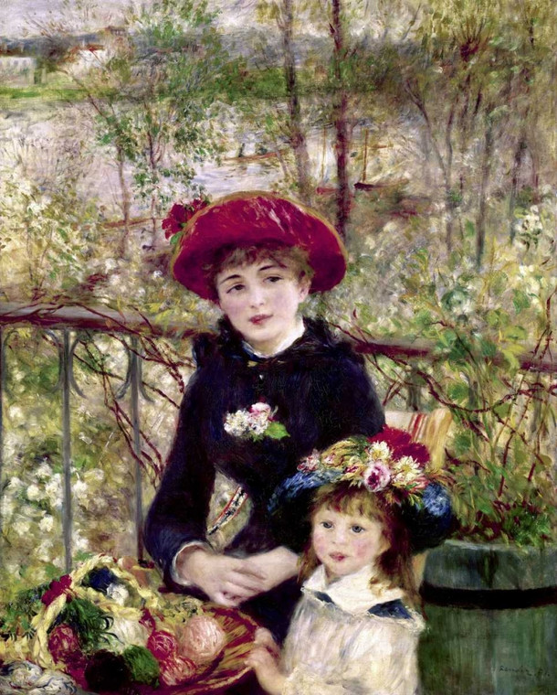 Renoir Pierre Auguste Due Sorelle   Sulla terrazza Arte per bambini cm86X68 Immagine su CARTA TELA PANNELLO CORNICE Verticale