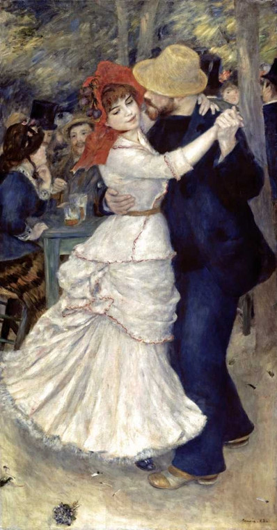 Renoir Pierre Auguste Danza a Bougival Danza cm112X57 Immagine su CARTA TELA PANNELLO CORNICE Verticale