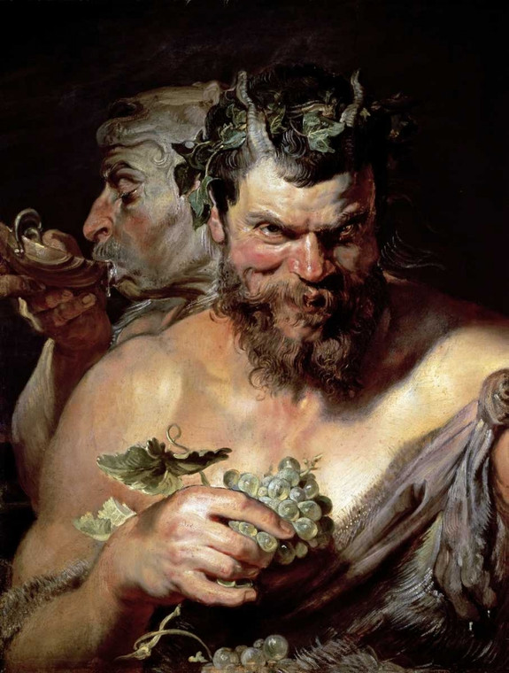 Rubens Peter Paul Il due satiri Figurativo cm91X68 Immagine su CARTA TELA PANNELLO CORNICE Verticale