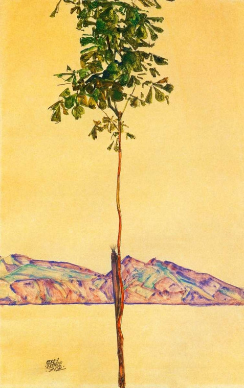 Schiele Egon Little Tree 1912 Astratto cm73X45 Immagine su CARTA TELA PANNELLO CORNICE Verticale