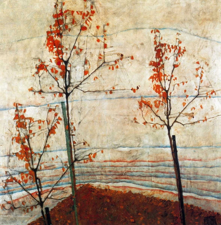 Schiele Egon Autumn Trees 1911 Astratto cm70X70 Immagine su CARTA TELA PANNELLO CORNICE Quadrata