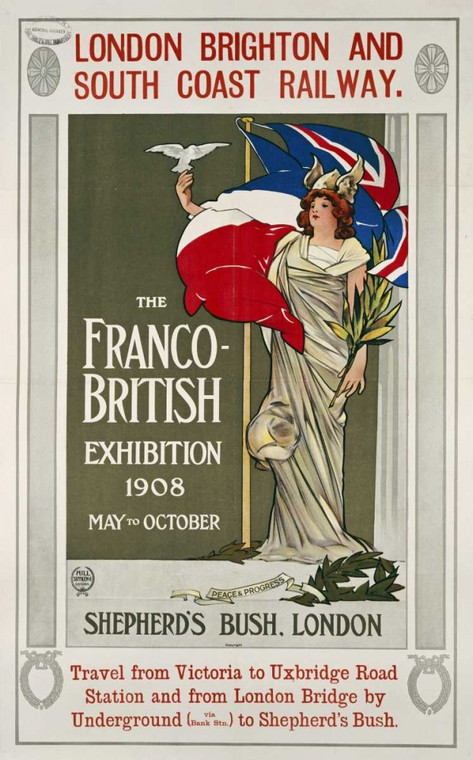 Sifken Hill La mostra franco britannica, 1908 Figurativo cm89X54 Immagine su CARTA TELA PANNELLO CORNICE Verticale