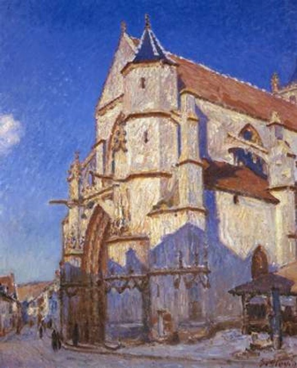 Sisley Alfred La chiesa di Moret museo cm73X57 Immagine su CARTA TELA PANNELLO CORNICE Verticale