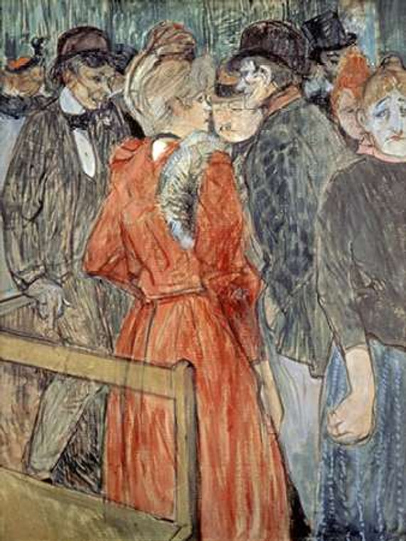 Toulouse Lautrec Henri Au Moulin de la Galette museo cm91X68 Immagine su CARTA TELA PANNELLO CORNICE Verticale