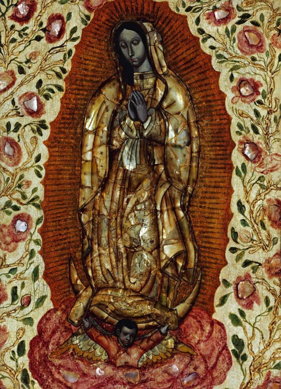 Unknown La Vergine di Guadalupe Figurativo cm70X52 Immagine su CARTA TELA PANNELLO CORNICE Verticale