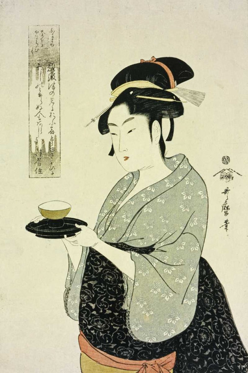 Kitagawa U. Ritratto di Naniwaya Okita Figurativo cm118X78 Immagine su CARTA TELA PANNELLO CORNICE Verticale