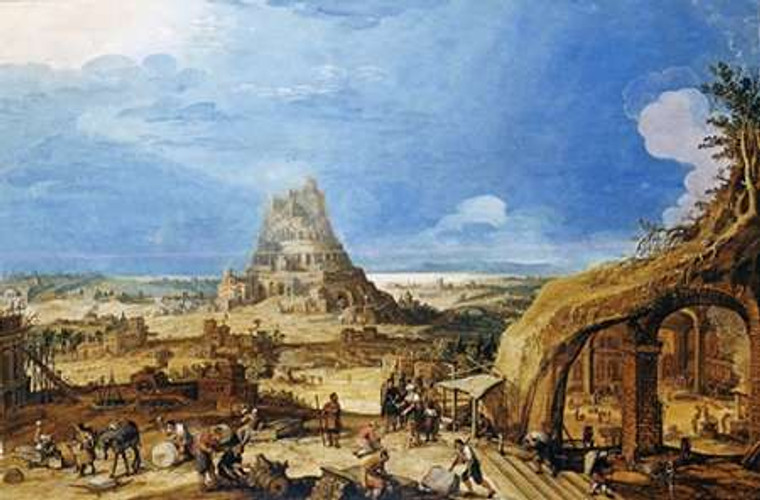 Van Cleve Hendrick III La costruzione della torre di Babele museo cm54X84 Immagine su CARTA TELA PANNELLO CORNICE Orizzontale