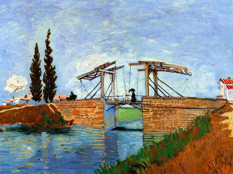 Van Gogh Vincent Lanlois Ponte Arles Costiero cm57X75 Immagine su CARTA TELA PANNELLO CORNICE Orizzontale