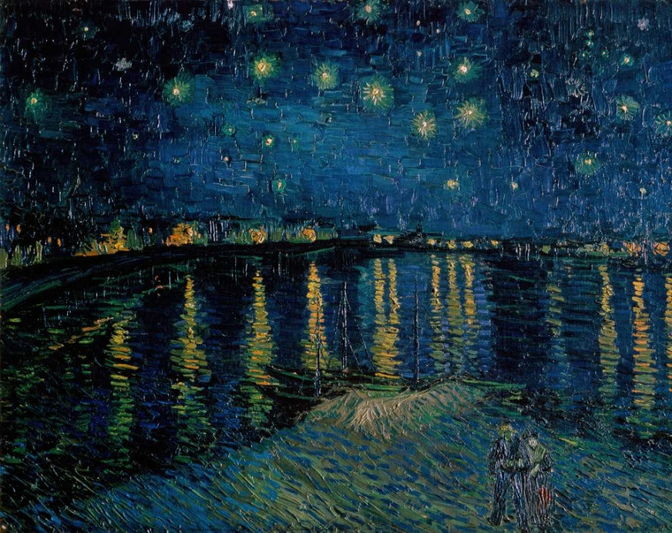 Van Gogh Vincent Starlight sul Rodano Costiero cm68X86 Immagine su CARTA TELA PANNELLO CORNICE Orizzontale