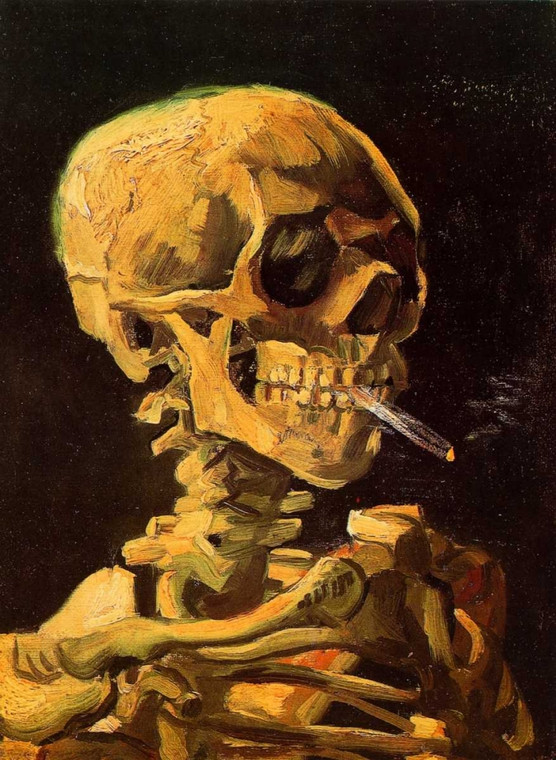 Van Gogh Vincent Teschio con sigaretta accesa Fantasia cm73X52 Immagine su CARTA TELA PANNELLO CORNICE Verticale
