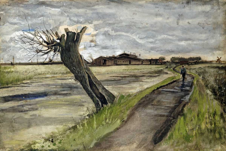 Van Gogh Vincent Pollard Willow Paesaggio cm52X80 Immagine su CARTA TELA PANNELLO CORNICE Orizzontale
