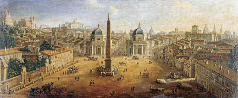 Van Wittel Gaspar Piazza Del Popolo, Rome europeo cm43X105 Immagine su CARTA TELA PANNELLO CORNICE Orizzontale