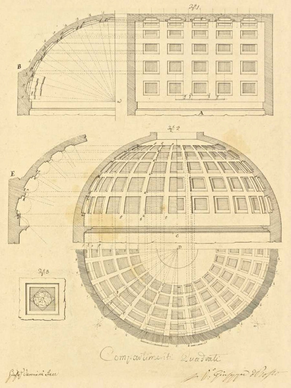 Vannini Giuseppe La piastra 42 per elementi di architettura civile, ca. 1818 1850 Architettura cm91X68 Immagine su CARTA TELA PANNELLO CORNICE Vertic