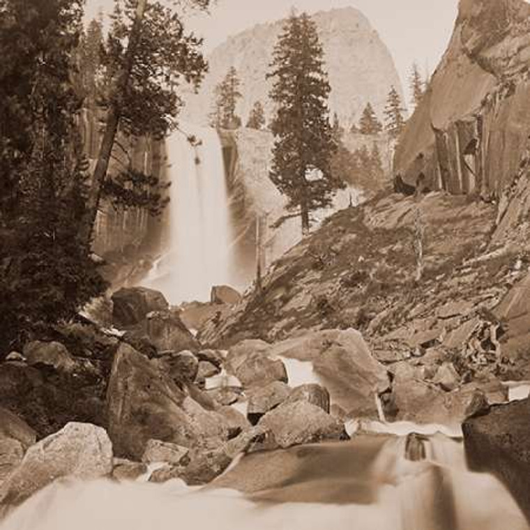 Watkins Carleton Piwayac   Vernal Fall   300 ft Yosemite, California, 1861. museo cm73X73 Immagine su CARTA TELA PANNELLO CORNICE Quadrata
