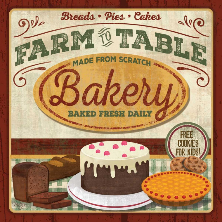 Mollie B. Farm to Table Bakery Cibo cm54X54 Immagine su CARTA TELA PANNELLO CORNICE Quadrata