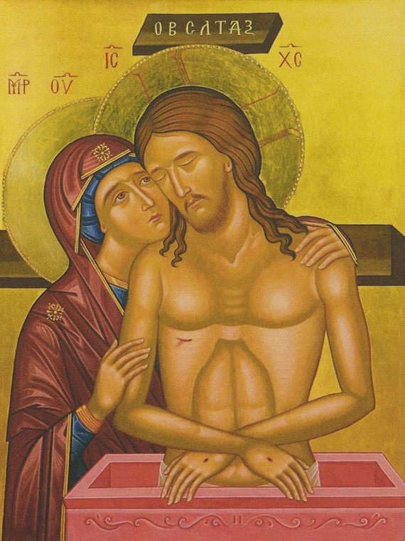 Archivio Ortodossa Icona Vergine Maria di Gesù europeo cm100X75 Immagine su CARTA TELA PANNELLO CORNICE Verticale