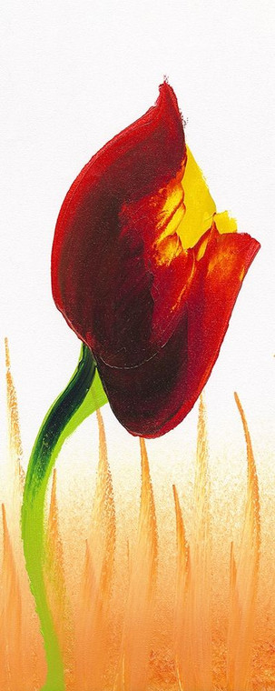 Archivio Fiore rosso tulipano giallo Floreale cm118X45 Immagine su CARTA TELA PANNELLO CORNICE Verticale