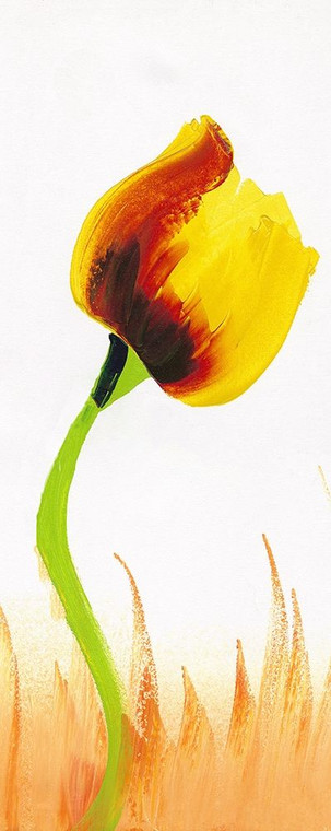 Archivio Giallo Rosso tulipano fiore floreale Floreale cm118X45 Immagine su CARTA TELA PANNELLO CORNICE Verticale