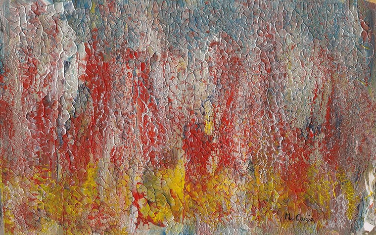 Caria Maurizia Estratto Relief Giallo Rosso Astratto cm89X144 Immagine su CARTA TELA PANNELLO CORNICE Orizzontale