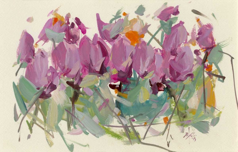 Fadda Maria Nella Estratto Crocus fiori viola Floreale cm89X139 Immagine su CARTA TELA PANNELLO CORNICE Orizzontale
