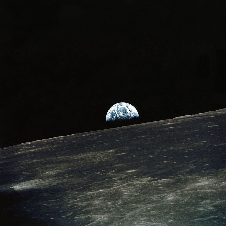 NASA Terra dalla Luna Spazio Sky Paesaggio cm86X86 Immagine su CARTA TELA PANNELLO CORNICE Quadrata