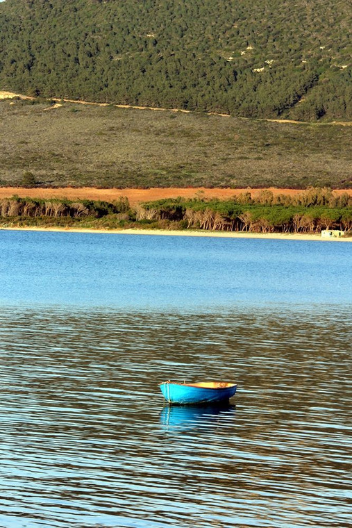 Saiu Giovanni Solitario blu barca nel golfo Costiero cm131X87 Immagine su CARTA TELA PANNELLO CORNICE Verticale