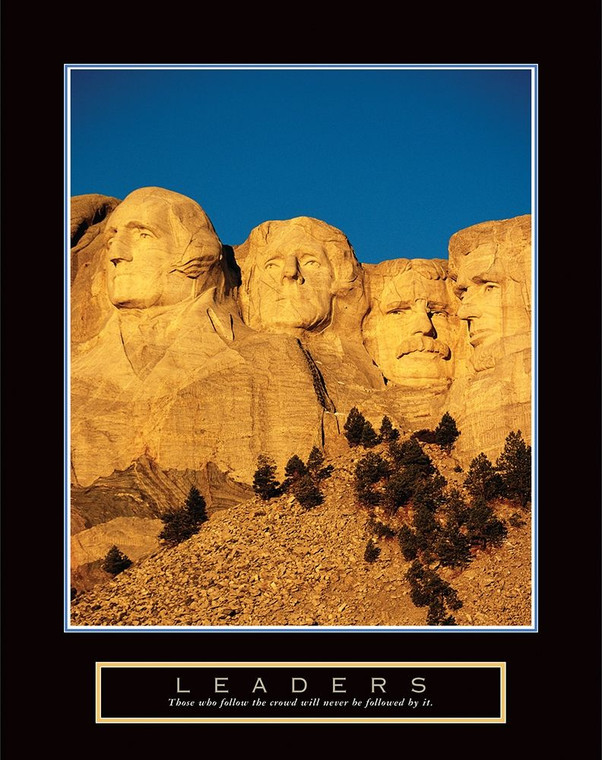 Archivio I leader   Monte Rushmore Inspirational cm32X25 Immagine su CARTA TELA PANNELLO CORNICE Verticale