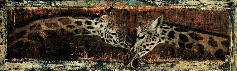 Arietti Fabienne I due giraffe Animali cm54X180 Immagine su CARTA TELA PANNELLO CORNICE Orizzontale