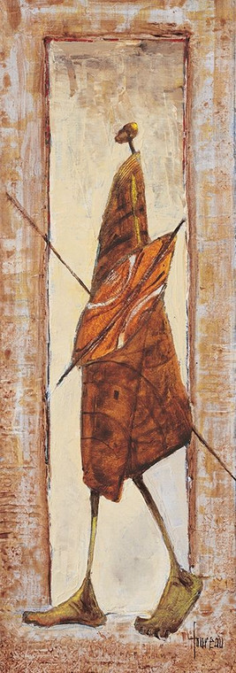 Foureau Jacques Kenia Masai n ° 18 africano cm171X59 Immagine su CARTA TELA PANNELLO CORNICE Verticale