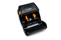 Zebra ZQ521 mobile thermal printer open showing media loading compartment